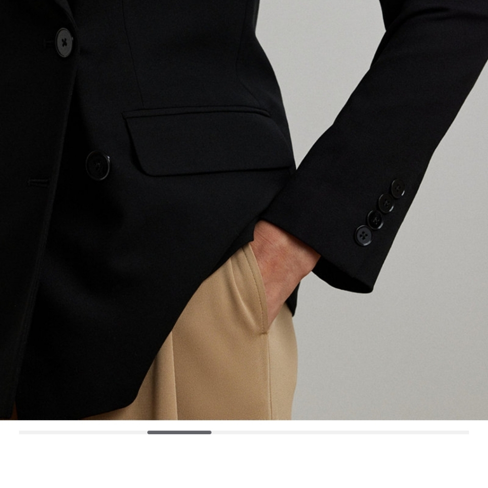 NWT RALPH LAUREN | $345 Double-breasted Wool Crepe Blazer - Picture 4 of 8